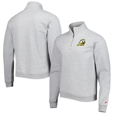 League Collegiate Wear Men's  Gray Oregon Ducks Stack Essential Lightweight Fleece Quarter-zip Sweats