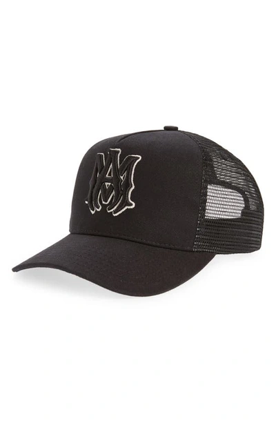 Amiri Ma Logo Embroidered Trucker Hat In Black