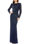 Mac Duggal Womens Embellished Formal Evening Dress In Navy