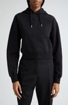Jacquemus Le Grosgrain Logo Cotton Fleece Crop Hoodie In Black
