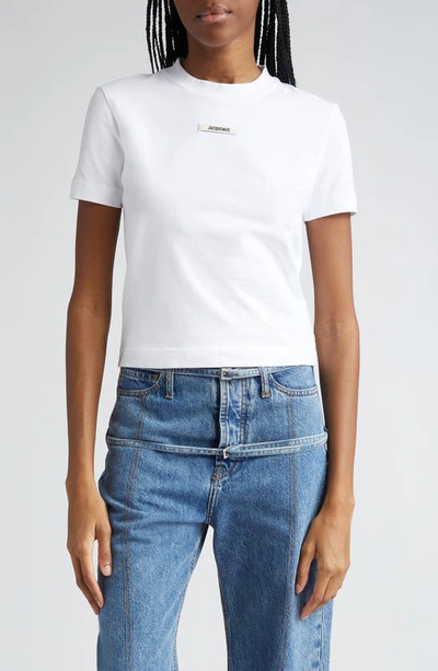 Jacquemus Le T-shirt Logo Embroidered Grosgrain T-shirt In White