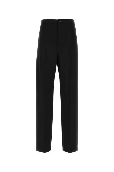 Balenciaga Man Black Twill Wide-leg Trouser