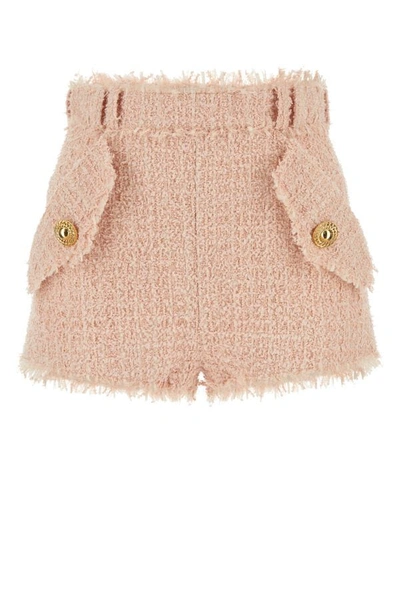 Balmain Woman Light Pink Tweed Shorts