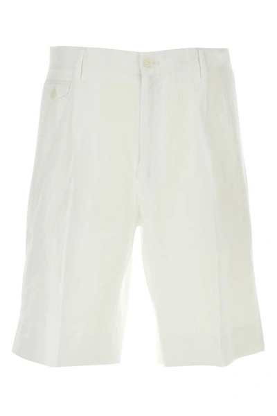 Dolce & Gabbana Man White Linen Bermuda Shorts