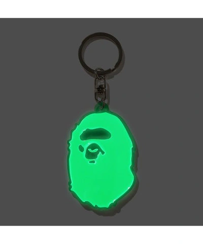 Pre-owned Bape Apehead Reflective Key Chain Green