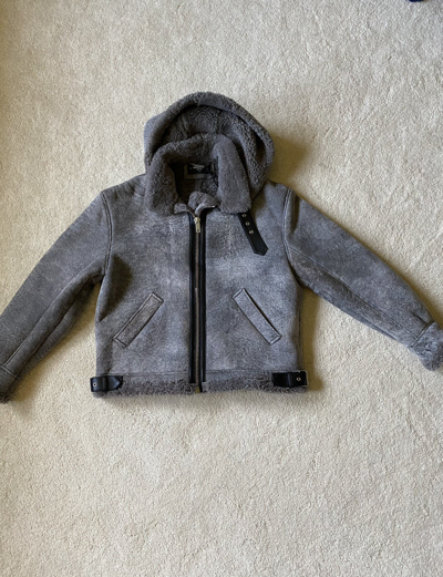 Pre-owned Represent Clo Hooded Sheepskin Jacket In Grey