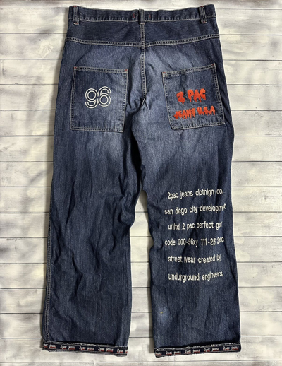 Pre-owned Rap Tees X Vintage Very Jeans 2pac Rap Vintage Pants Tupac In Blue