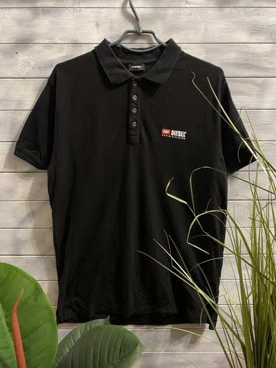 Pre-owned Diesel Polo  Small Logo. Y2k Punk Style In Black