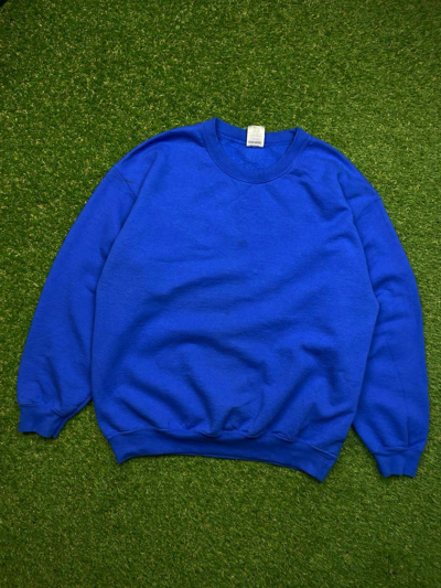 Pre-owned Gildan X Russell Athletic Vintage 90's Faded Blue Boxy Sweatshirt Y2k