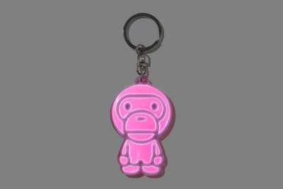 Pre-owned Bape Baby Milo Reflective Keychain Pink
