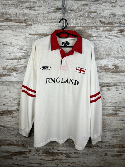 Pre-owned England Rugby League X Reebok Mens Vintage Reebok England Sweatshirt Rugby Y2k Jersey In White