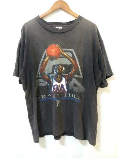 Pre-owned Nba X Vintage 90's Fila Grant Hill T Shirt In Faded Black
