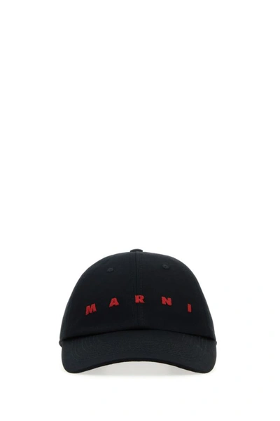 Marni Man Black Cotton Baseball Hat