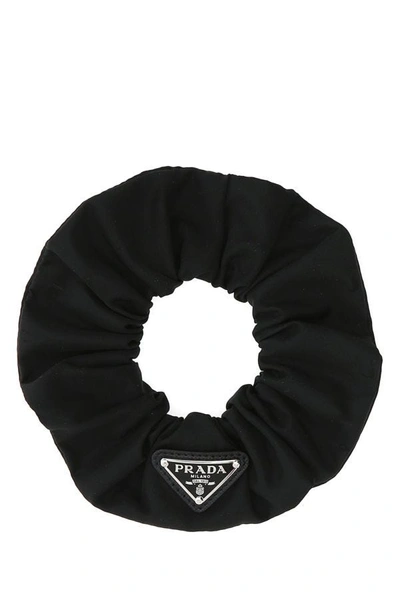 Prada Recycled Nylon Scrunchie In Black