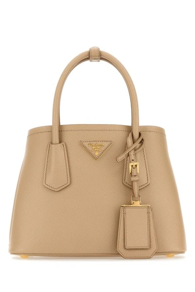 Prada Woman Sand Leather Handbag In Brown