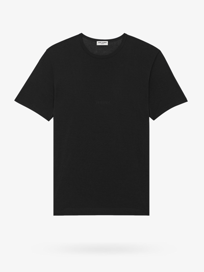 Saint Laurent Embroidered Sheer Crewneck T-shirt In Black