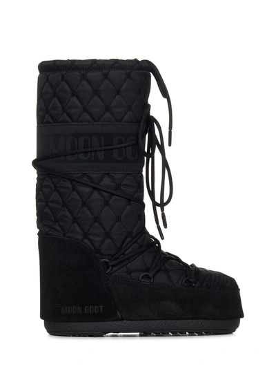 Moon Boot Icon Quilted Lace In Nero