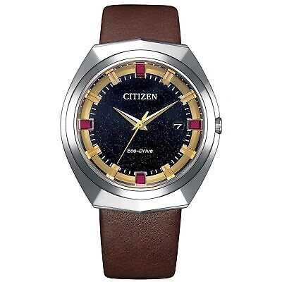 Pre-owned Citizen Creative Lab Bn1010-05e Eco-drive Solar Men Wristwatch Leather Band