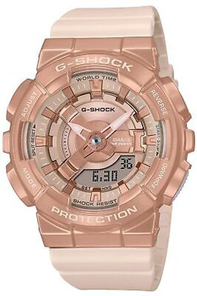 Pre-owned Casio G-shock Gm-s110pg-4ajf Mid Size Model Metal Covered Pink Gold Women Watch