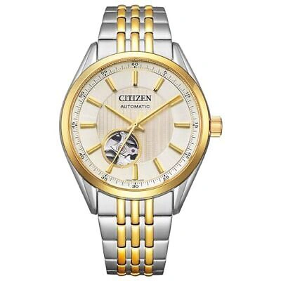 Pre-owned Citizen Collection Nh9114-99p Open Heart Mechanical Automatic Men Watch Silver