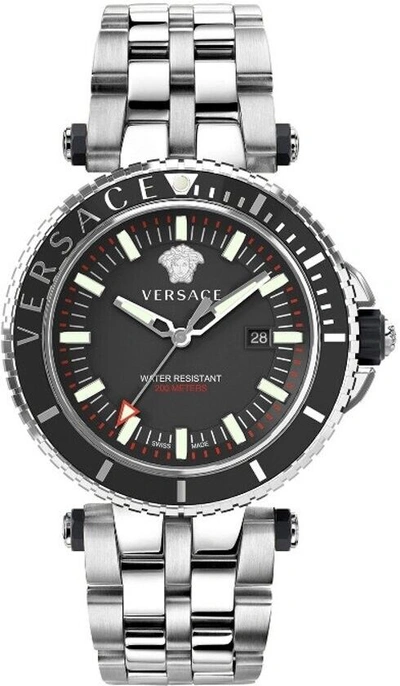 Pre-owned Versace $2095  Men's V-race Diver Black 46mm Dial 200 Meter Swiss Watch Veak00318