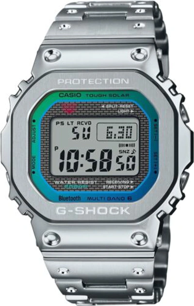 Pre-owned Casio G-shock Gmw-b5000pc-1jf Digital Rainbow X Silver Bluetooth Wrist Watch Men