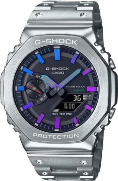 Pre-owned Casio G-shock Gm-b2100pc-1ajf Rainbow X Silver Digital Analog Metal Watch Men