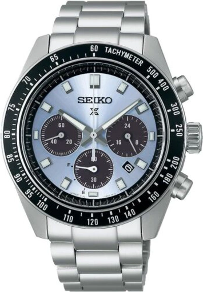 Pre-owned Seiko Prospex Speedtimer Sbdl109 Ice Blue Dial Chronograph Solar Watch Men Japan
