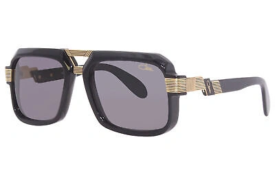Pre-owned Cazal Legends 669 001 Sunglasses Men's Black-gold/grey Lenses Pilot 56mm In Gray