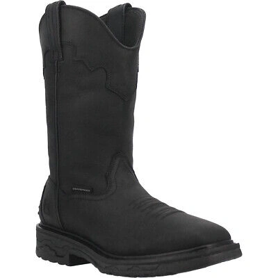 Pre-owned Dan Post Blayde Waterproof Black Square Toe Leather Boot