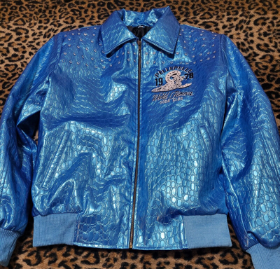 Pre-owned Pelle Pelle Teal Blue Leather Jacket Xl