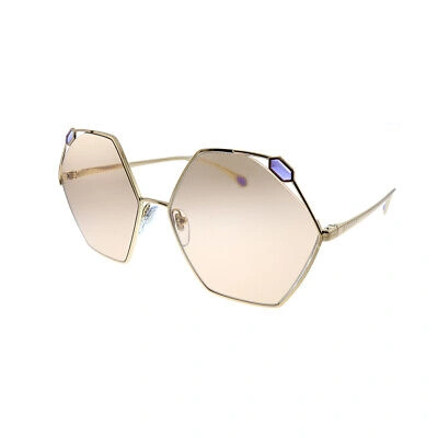 Pre-owned Bvlgari Bv 6160 2014/3 Pink Gold Metal Geometric Sunglasses Brown Lens