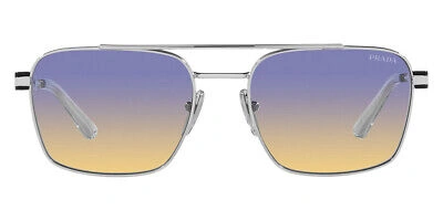 Pre-owned Prada Pr Sunglasses Unisex Silver / Iris Sfumato Sole 56mm 100% Authentic