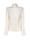 SAINT LAURENT SILK HOODED BACK NECK BLOUSE