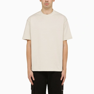 44 Label Group Logo-embroidered Cotton T-shirt In Neutrals