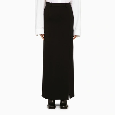 Balenciaga Slit-detailed Wool Maxi Skirt In Black
