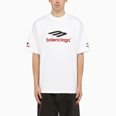 Balenciaga Cotton Logo T-shirt In White,black,red