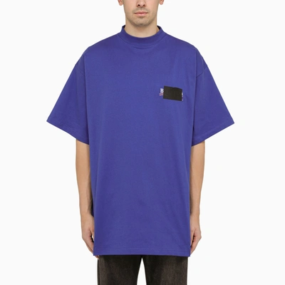 Balenciaga Indigo Cotton Oversize T-shirt In Purple