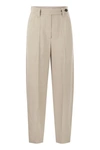 Brunello Cucinelli Women Slouchy Trousers In Sparkling Linen Canvas With Jewellery In Neutral