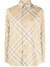 Burberry Button Down Shirt With Check Pattern In Beige
