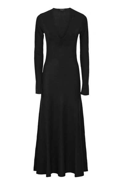 Fabiana Filippi Long Viscose Lurex Dress In Black