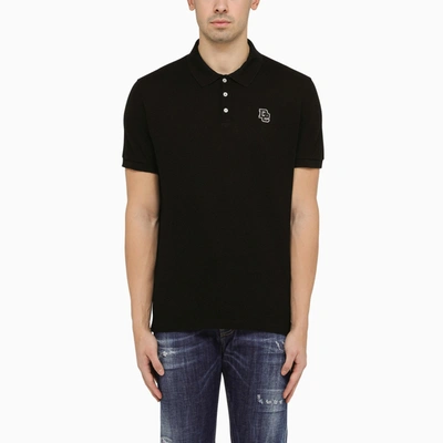 Dsquared2 Tennis Fit D2 Logo Cotton Polo In Nero
