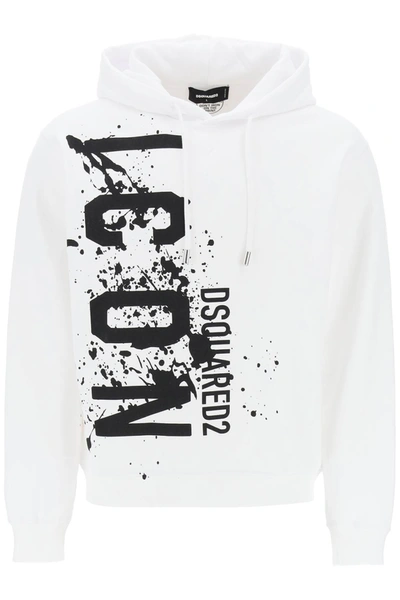 Dsquared2 Cool Fit Hoodie With Icon Splash Print In Blanco