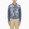 DSQUARED2 DSQUARED2 NAVY JEANS JACKET WITH TEARS