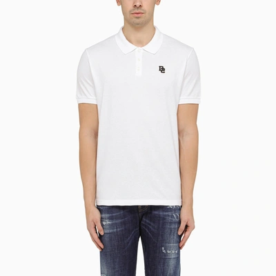 DSQUARED2 DSQUARED2 WHITE SHORT SLEEVED POLO SHIRT WITH LOGO EMBROIDERY