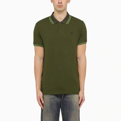 Etro Green Short-sleeved Polo Shirt With Logo Embroidery