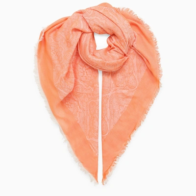 Etro Cotton-blend Scarf In Orange