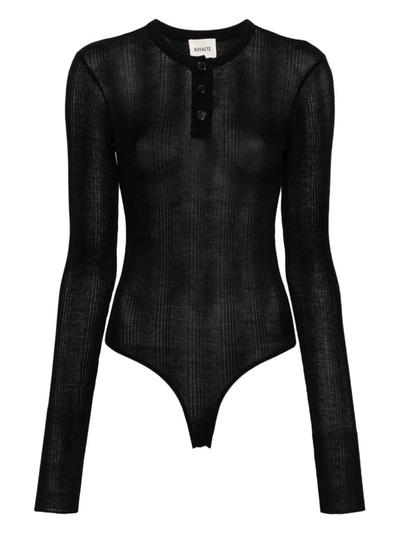 Khaite Janelle Cotton Blend Bodysuit In Black