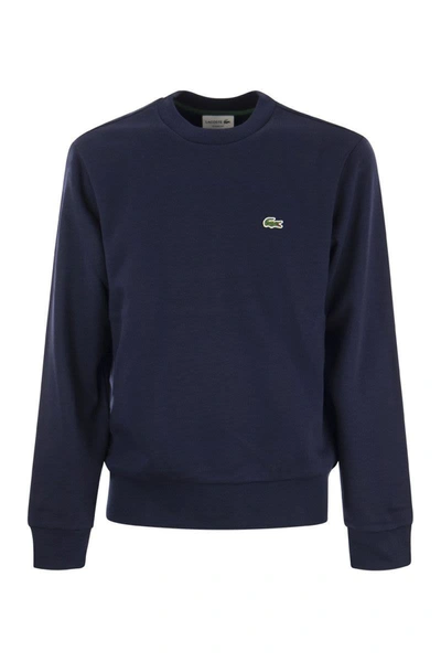 Lacoste Jogger Sweatshirt In Brushed Organic Cotton In Blue