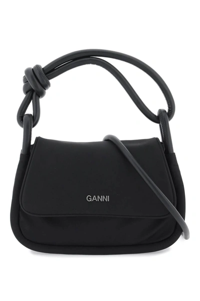 Ganni Knot Flap Over Shoulder Bag In Black